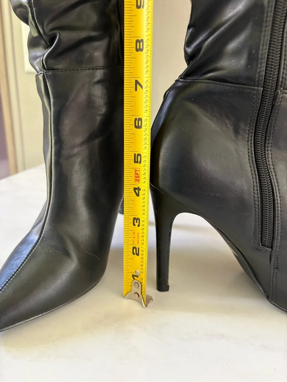 Women’s Black Leather like, Over-the-Knee Pointed-Toe Stiletto Boots SZ-8